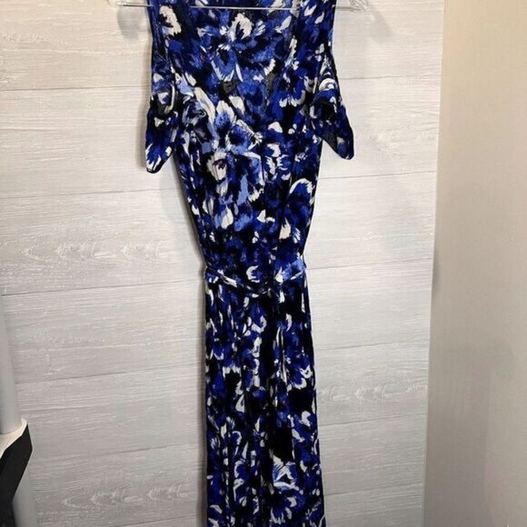 I Heart Ronson Women's Cold Shoulder Short Sleeve Floral Tie Waist Dress - Picture 5 of 9